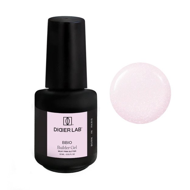 Builder Gel BBIO, Milky Pink Glitter, Didier Lab, 15ml.