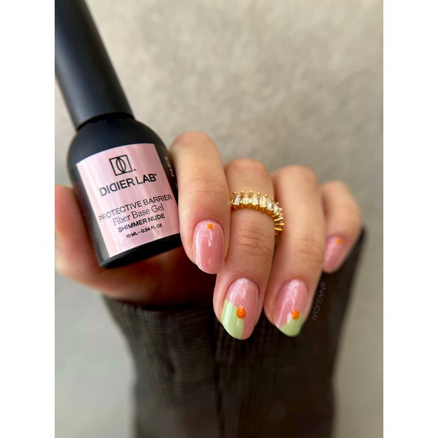 Bazė su stiklo pluoštais Didier Lab Smart Fiber Base Coat, Shimmer Nude, 10 ml