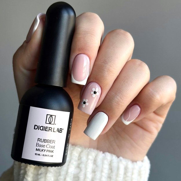 Kaučiukinė maskuojanti bazė Didier Lab Rubber Base Coat, Milky Pink, 10 ml