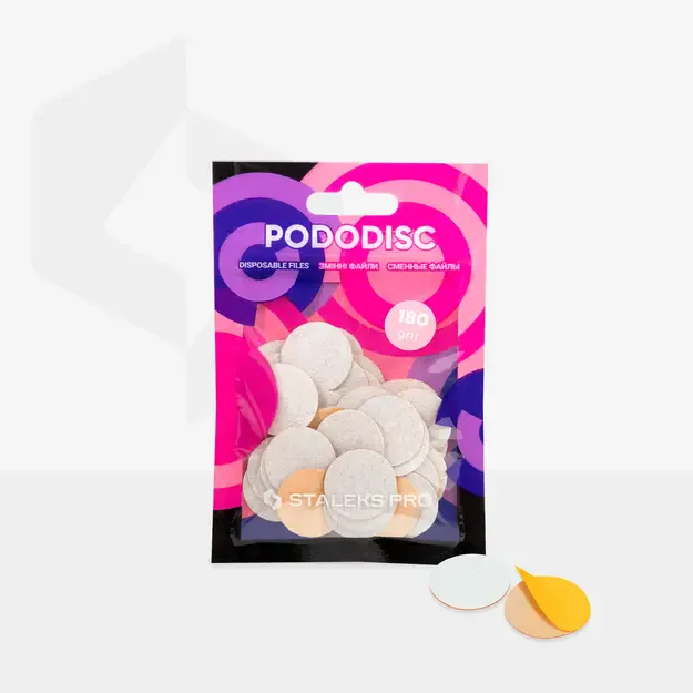 Vienkartiniai balti pododiskų abrazyvai STALEKS EXPERT 180 gr. M dydis, 50 vnt.  2