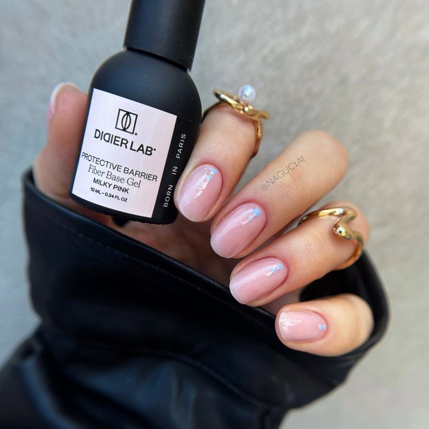 Bazė su stiklo pluoštais Didier Lab Smart Fiber Base Coat, Milky Pink, 10 ml