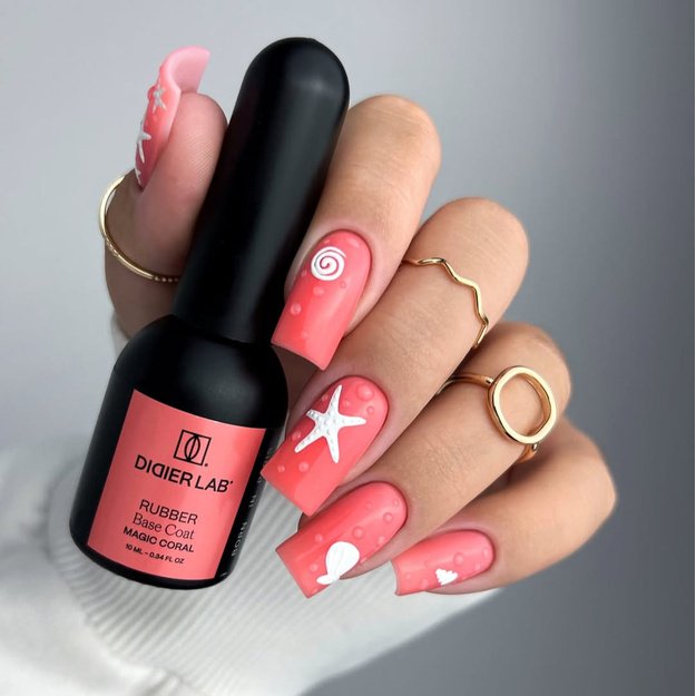 Kaučiukinė maskuojanti bazė Didier Lab Rubber Base Coat, Magic Coral, 10 ml