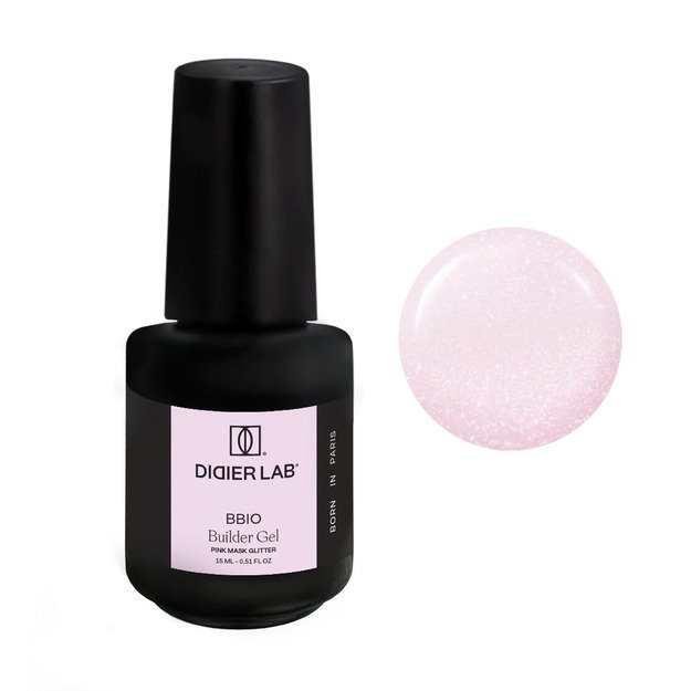 Builder Gel BBIO, Pink Mask Glitter, Didier Lab, 15ml.